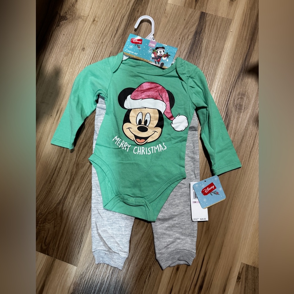 NWT baby Disney Mickey Mouse Christmas holiday set